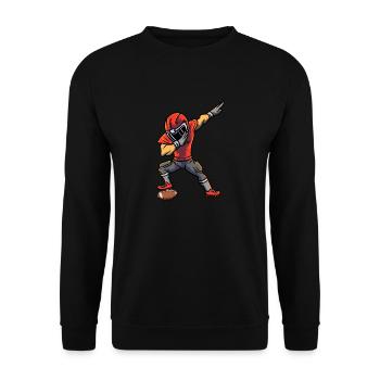 Sport Rugby Fußballer Dabbing Fußball - Unisex Pullover - Schwarz - Vorne - Alina (178cm) & Michal (187cm)