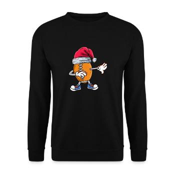 Rugby-Fußballer tupft den Weihnachtsmann Fußball - Unisex Pullover - Schwarz - Vorne - Alina (178cm) & Michal (187cm)