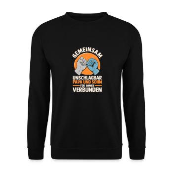 Papa Und Sohn - Unisex Pullover - Schwarz - Vorne - Alina (178cm) & Michal (187cm)