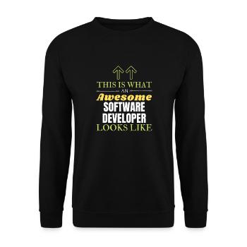 Voici à quoi ressemble un développeur de logiciels génial L - Sweat-shirt Unisexe - noir - Devant - Alina (178cm) & Michal (187cm)