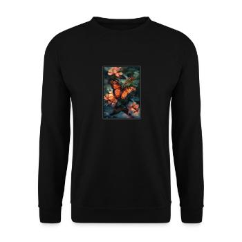 Butterfly Butterflies Butterfly - Unisex Sweatshirt - black - Front - Alina (178cm) & Michal (187cm)