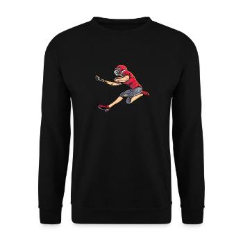 Sport Rugby Fußballer Spieler Fußball - Unisex Pullover - Schwarz - Vorne - Alina (178cm) & Michal (187cm)