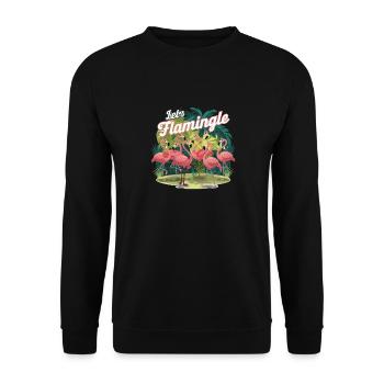 Let's Flamingo - Unisex Pullover - Schwarz - Vorne - Alina (178cm) & Michal (187cm)