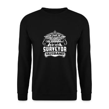 Spoiled By My Surveyor Husband - Unisex Sweatshirt - black - Front - Alina (178cm) & Michal (187cm)