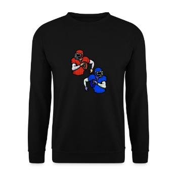 Sport Rugby Pixel Art Spieler Fußball - Unisex Pullover - Schwarz - Vorne - Alina (178cm) & Michal (187cm)