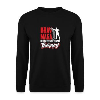 Krav Maga Therapy Saying - Unisex Sweatshirt - black - Front - Alina (178cm) & Michal (187cm)