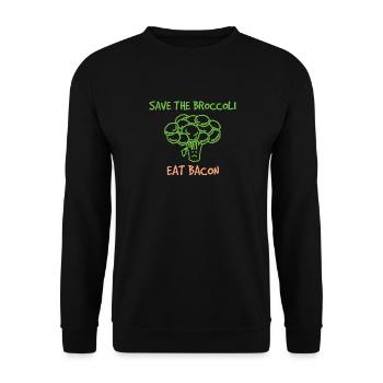 Retten Sie den Brokkoli Eat Bacon Schweinefleisch Speck - Unisex Pullover - Schwarz - Vorne - Alina (178cm) & Michal (187cm)