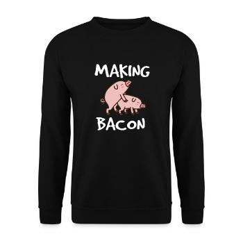 Herstellung von Speck Grillen von Schweinefleisch Speck - Unisex Pullover - Schwarz - Vorne - Alina (178cm) & Michal (187cm)