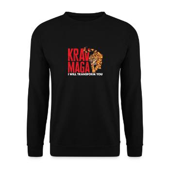 Krav Maga Tiger Sport Kampfgeist - Unisex Pullover - Schwarz - Vorne - Alina (178cm) & Michal (187cm)