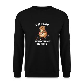 Funny Capybara Christmas I'm fine - Unisex Sweatshirt - black - Front - Alina (178cm) & Michal (187cm)