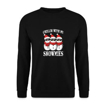 Chillin avec mes Snowmies Drôle de Noël - Sweat-shirt Unisexe - noir - Devant - Alina (178cm) & Michal (187cm)