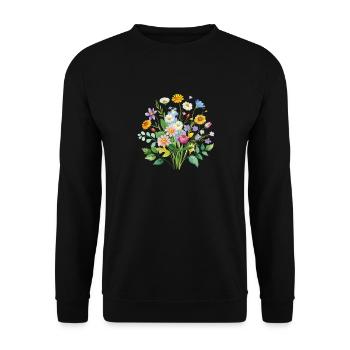 Colorful Wildflowers Bouquet Illustration - Unisex Sweatshirt - black - Front - Alina (178cm) & Michal (187cm)