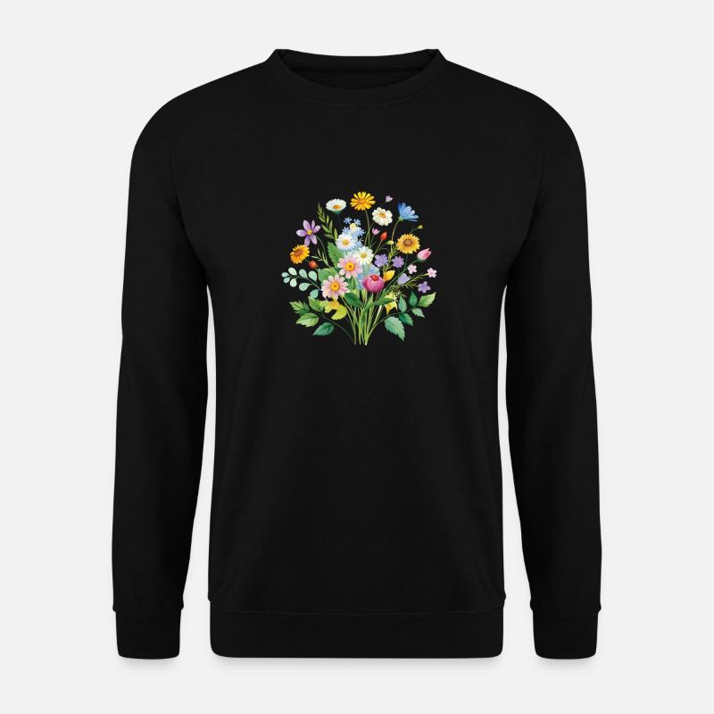 Bunte Wildblumen Blumenstrauß Illustration - Unisex Pullover - Schwarz