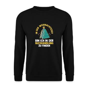 Weihnachtsmann Weihnachten Lesen Bücher - Unisex Pullover - Schwarz - Vorne - Alina (178cm) & Michal (187cm)