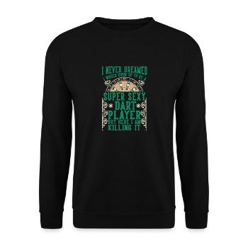 Super Sexy Dart Spieler, der es tötet Dart - Unisex Pullover - Schwarz - Vorne - Alina (178cm) & Michal (187cm)