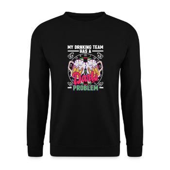 Mon équipe de buveurs a un problème de fléchette - Sweat-shirt Unisexe - noir - Devant - Alina (178cm) & Michal (187cm)