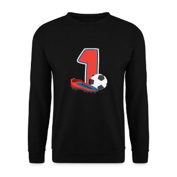 Football Anniversaire 1 an Enfants Fête d’anniversaire - Sweat-shirt Unisexe - noir - Devant - Alina (178cm) & Michal (187cm)