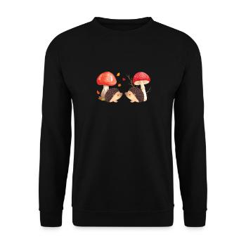 Mignon hérissons et champignons Illustration d’automne Mignon - Sweat-shirt Unisexe - noir - Devant - Alina (178cm) & Michal (187cm)