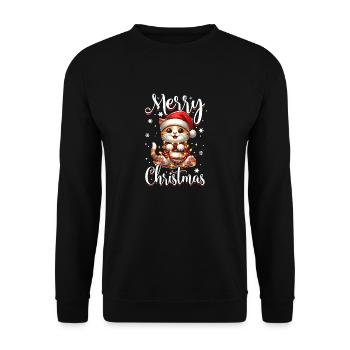 Chat de Noël Joyeux Noël - Sweat-shirt Unisexe - noir - Devant - Alina (178cm) & Michal (187cm)