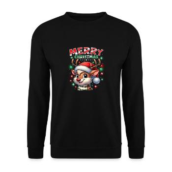 Weihnachten Rentier Merry Christmas - Unisex Pullover - Schwarz - Vorne - Alina (178cm) & Michal (187cm)