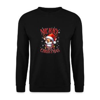 Weihnachten Rentier Merry Christmas - Unisex Pullover - Schwarz - Vorne - Alina (178cm) & Michal (187cm)