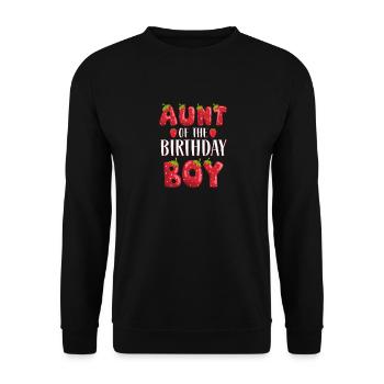 Tante Du Garçon D’anniversaire Fraise Premier Anniversaire - Sweat-shirt Unisexe - noir - Devant - Alina (178cm) & Michal (187cm)