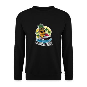Tropical Wave - Ananas auf Jetski - Unisex Pullover - Schwarz - Vorne - Alina (178cm) & Michal (187cm)