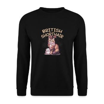 British Shorthair Maman Chat Chaton Mère - Sweat-shirt Unisexe - noir - Devant - Alina (178cm) & Michal (187cm)
