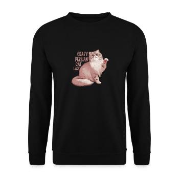 Crazy Persian Cat Lady Cat Kitten Mother - Unisex Pullover - Schwarz - Vorne - Alina (178cm) & Michal (187cm)