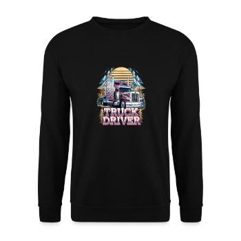 American Truckers für einen LKW Fahrer - Unisex Pullover - Schwarz - Vorne - Alina (178cm) & Michal (187cm)