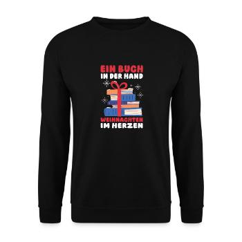 Père Noël Noël Livres de lecture - Sweat-shirt Unisexe - noir - Devant - Alina (178cm) & Michal (187cm)