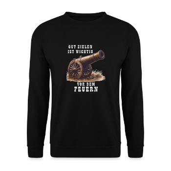 GOOD AIMING IS IMPORTANT BEFORE FIRING - Unisex Sweatshirt - black - Front - Alina (178cm) & Michal (187cm)
