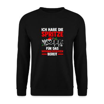 Père Noël Infirmière de Noël - Sweat-shirt Unisexe - noir - Devant - Alina (178cm) & Michal (187cm)