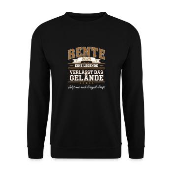 Legende im Ruhestand 2025 - Jetzt Freizeit-Profi - Unisex Pullover - Schwarz - Vorne - Alina (178cm) & Michal (187cm)