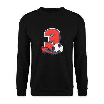 Football Birthday 3 Year Old Children's Birthday Party - Unisex Sweatshirt - black - Front - Alina (178cm) & Michal (187cm)