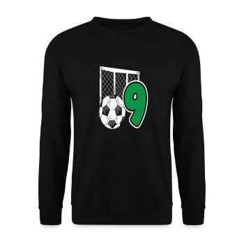 Football Birthday 9-Year Children's Birthday Party - Unisex Sweatshirt - black - Front - Alina (178cm) & Michal (187cm)