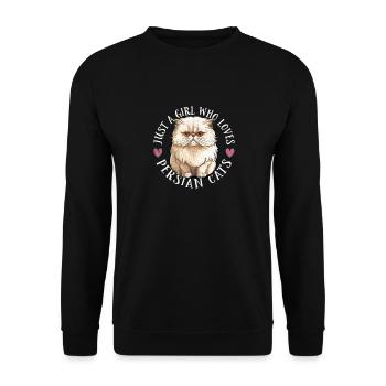 Just A Girl Who Loves Persian Cats Cat Kitten Moth - Unisex Pullover - Schwarz - Vorne - Alina (178cm) & Michal (187cm)