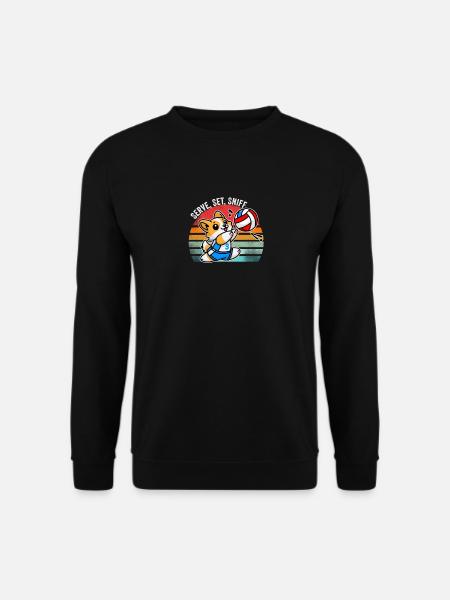 Servieren, Setzen, Schnuppern Lustiger Süßer Volleyball und Eckzahn - Unisex Pullover - Schwarz