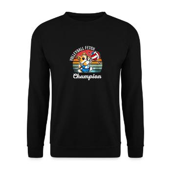 Volleyball Fetch Champion Funny Corgi Dog Humor - Unisex Sweatshirt - black - Front - Alina (178cm) & Michal (187cm)