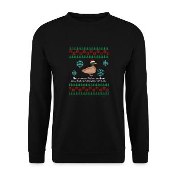 Drôle de dicton avec un canard tricoté de Noël laid - Sweat-shirt Unisexe - noir - Devant - Alina (178cm) & Michal (187cm)