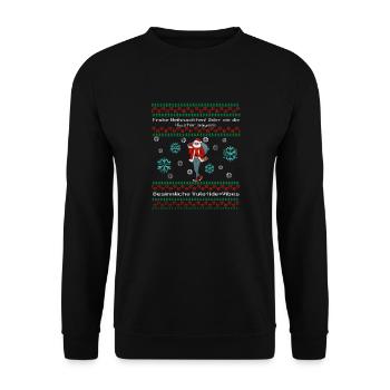Lustiger Spruch mit Hipster Ugly Christmas - Unisex Pullover - Schwarz - Vorne - Alina (178cm) & Michal (187cm)