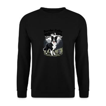 Border Collie Walking Club - Unisex Pullover - Schwarz - Vorne - Alina (178cm) & Michal (187cm)