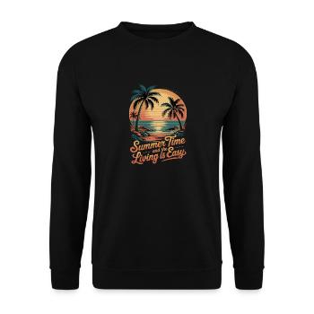 Summer Time And The Living Is Easy für - Unisex Pullover - Schwarz - Vorne - Alina (178cm) & Michal (187cm)