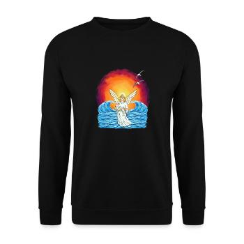 Angel Sunset Sea Waves Nature - Unisex Sweatshirt - black - Front - Alina (178cm) & Michal (187cm)