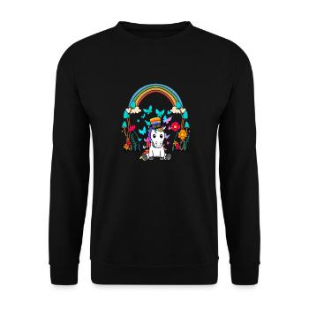 LGBT Regenbogen Regenbogenfahne Einhorn - Unisex Pullover - Schwarz - Vorne - Alina (178cm) & Michal (187cm)