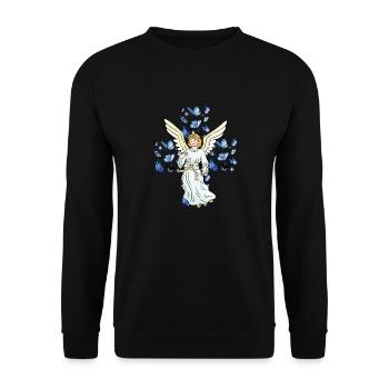 Angel Cross Crucifix Butterflies Crosses - Unisex Sweatshirt - black - Front - Alina (178cm) & Michal (187cm)