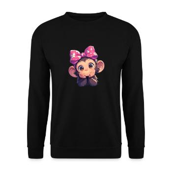 Chimpanzee Schimpansen Schimpanse - Unisex Sweatshirt - black - Front - Alina (178cm) & Michal (187cm)