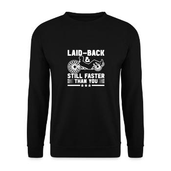Tricycle couché Liegetrike Liegedreirad - Sweat-shirt Unisexe - noir - Devant - Alina (178cm) & Michal (187cm)