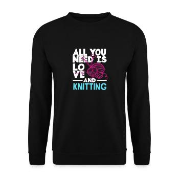 All you need is love and knitting - Unisex Sweatshirt - black - Front - Alina (178cm) & Michal (187cm)