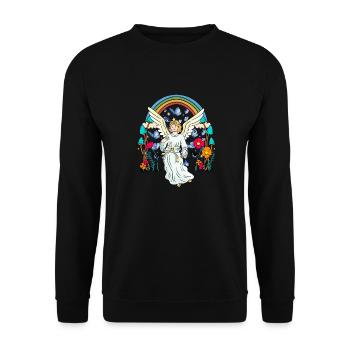 Arc en ciel Ange gardien Ange Papillons Fleur - Sweat-shirt Unisexe - noir - Devant - Alina (178cm) & Michal (187cm)